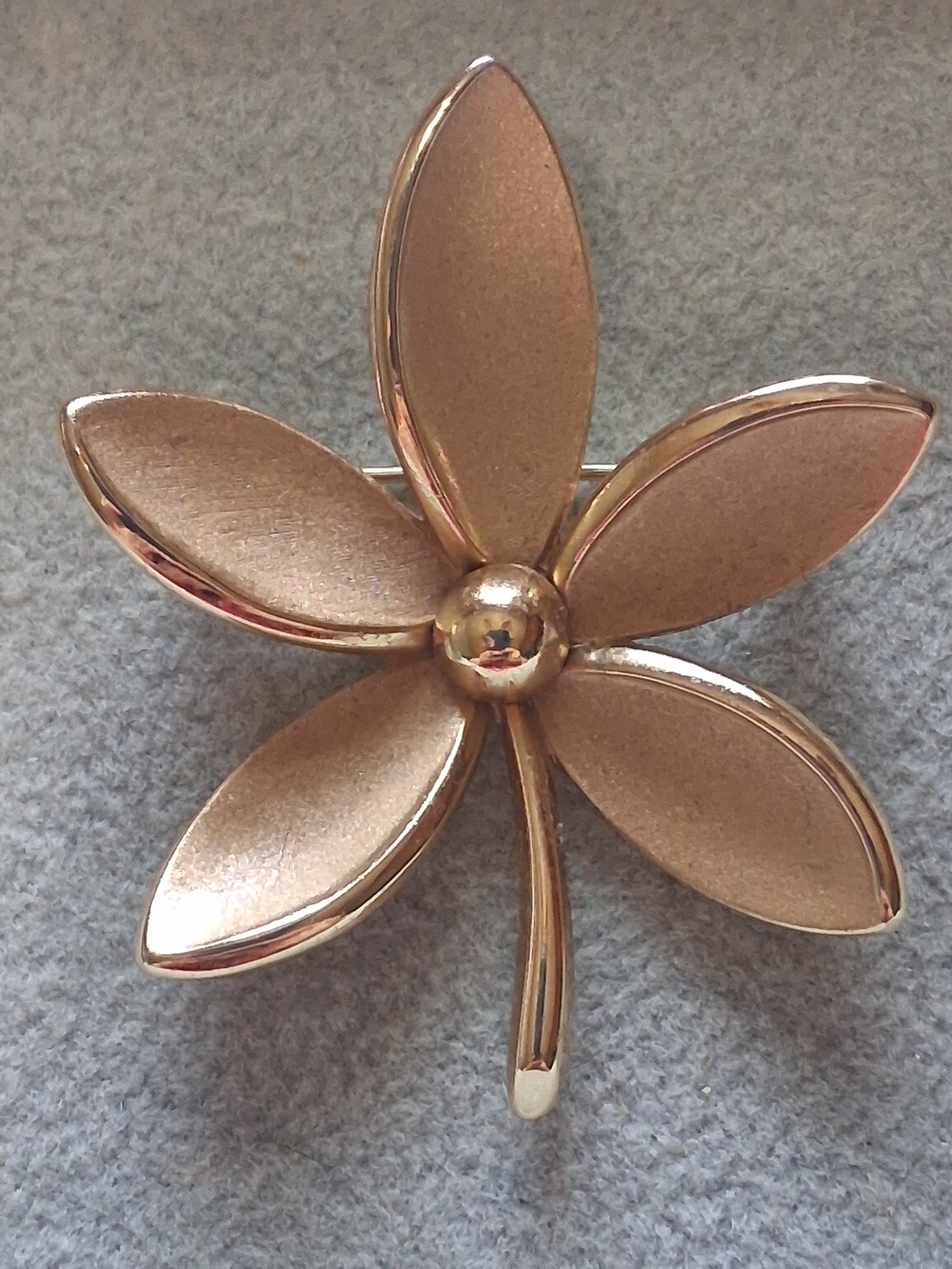 Trifari Gold-Tone Five-Petal Flower Brooch